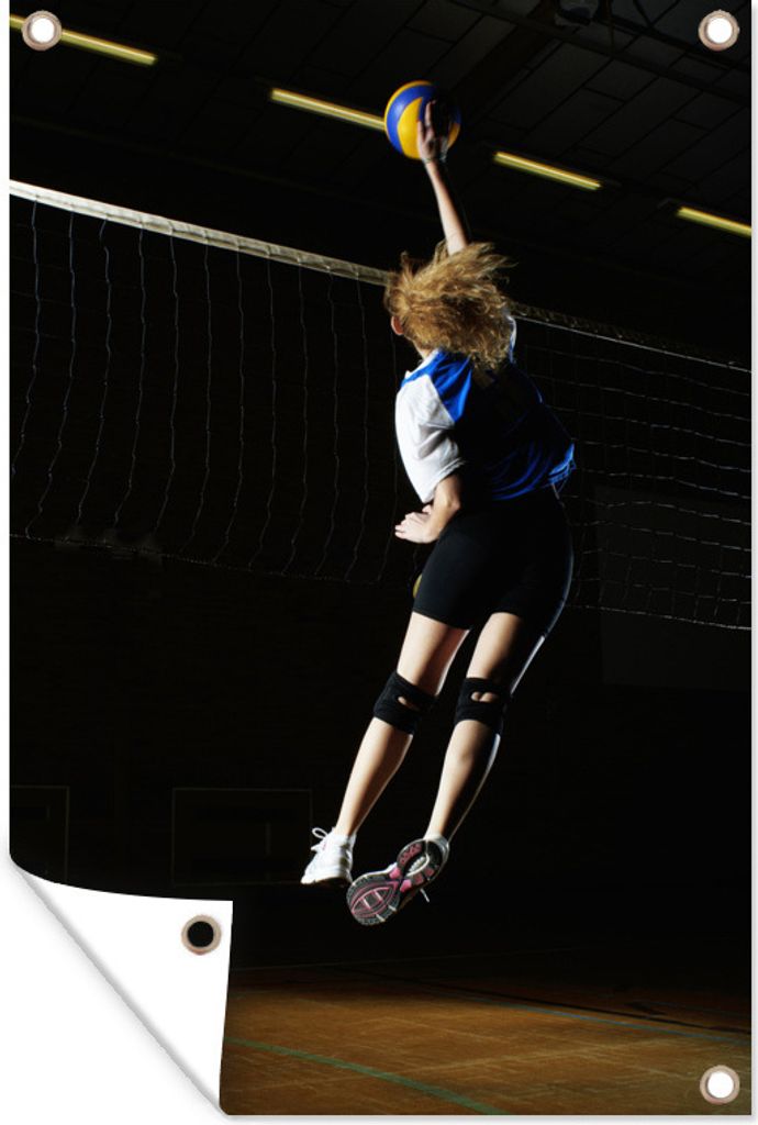 MuchoWow 60x90 cm Outdoor-Poster Gartendeko Sichtschutz Garten Poster für den Garten Volleyballstar schlägt den Ball über das Netz
