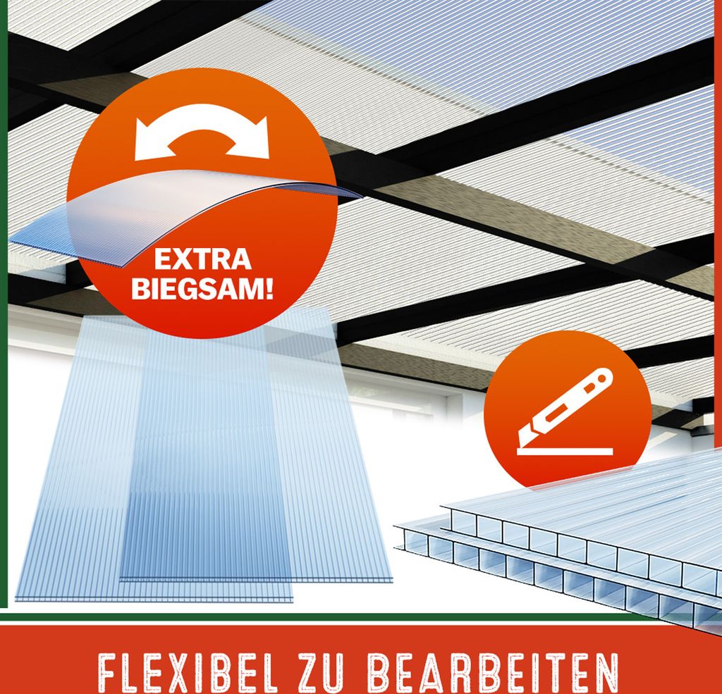 GARDEBRUK® 14x Doppelstegplatten 4mm Zuschneidbar Produktbild 5