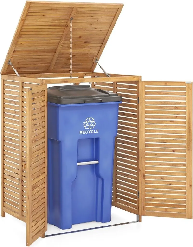 Malle de rangement en bois verrouillable 120L pour balcon et patio