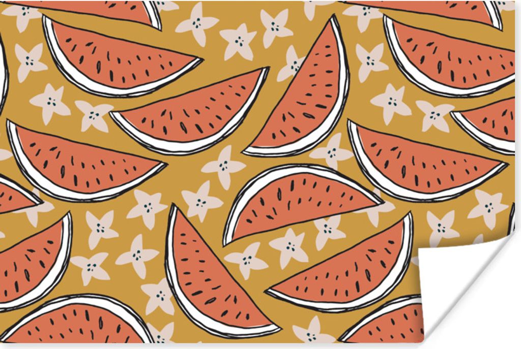 MuchoWow Poster Sommer - Sterne - Wassermelone 90x60 cm - Schlafzimmer