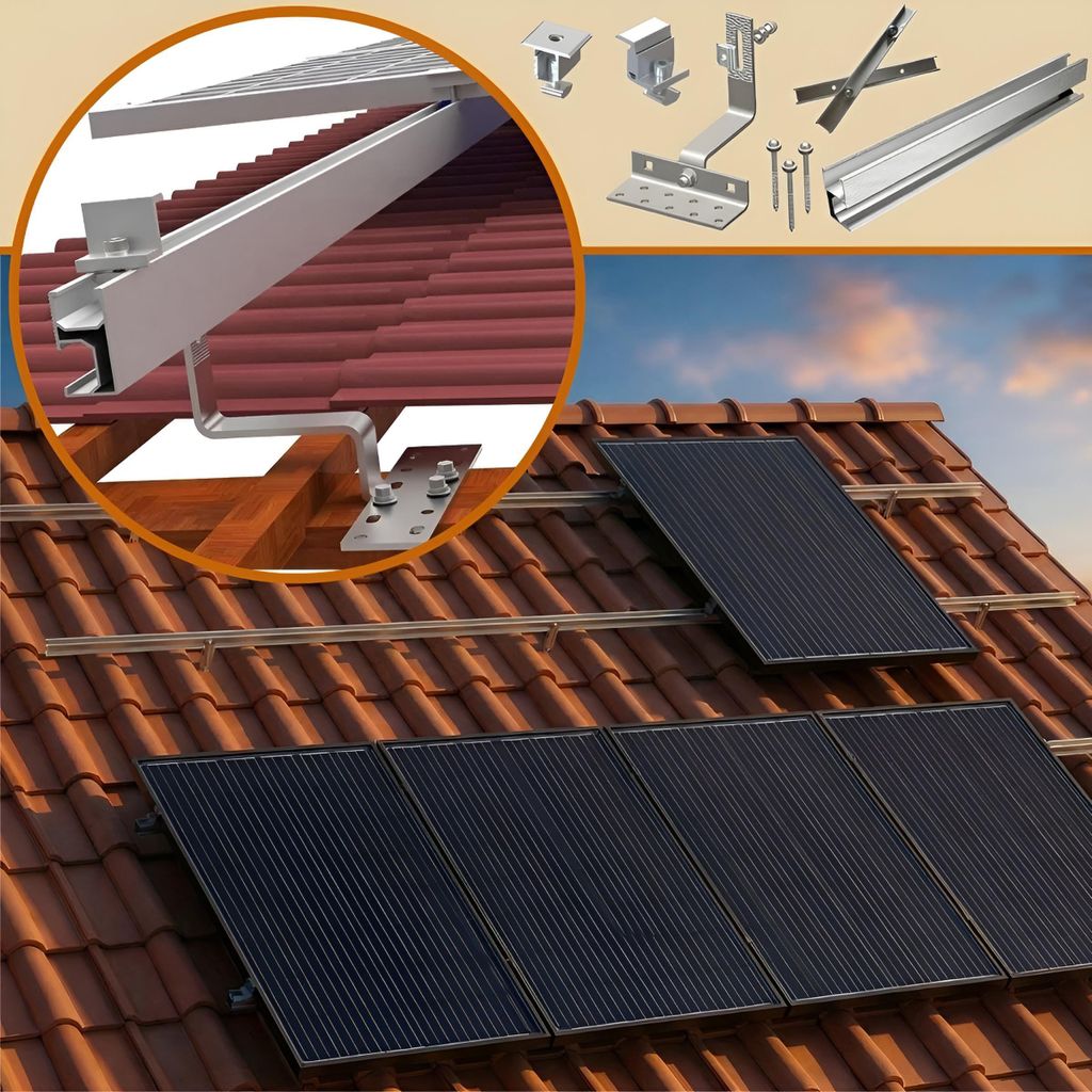 Ziegeldach Balkonkraftwerk Halterung für 9 Panele PV Modul Dach Solarhalterung Flachdach