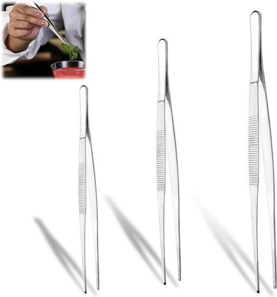 Edelstahl-Grillzange-Set, 3-teilig, 20-30cm, slijtvast