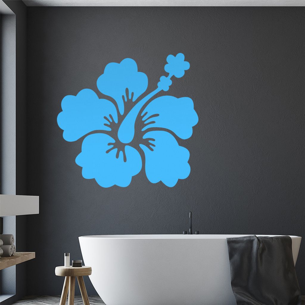 Hibiskus Wandtattoo in 6 Größen - Wandaufkleber Wall Sticker - Dekoration, Küche, Wohnzimmer, Schlafzimmer, Badezimmer