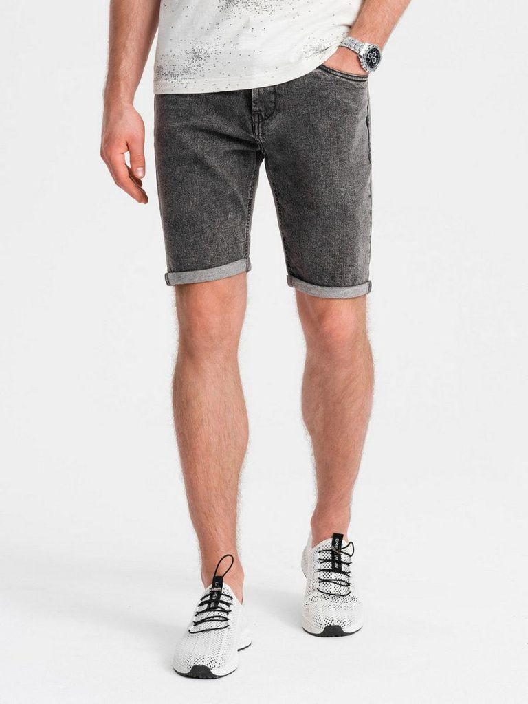 Ombre Jeansshorts Shorts aus Denim mit hochgekrempelten Beinen grau M