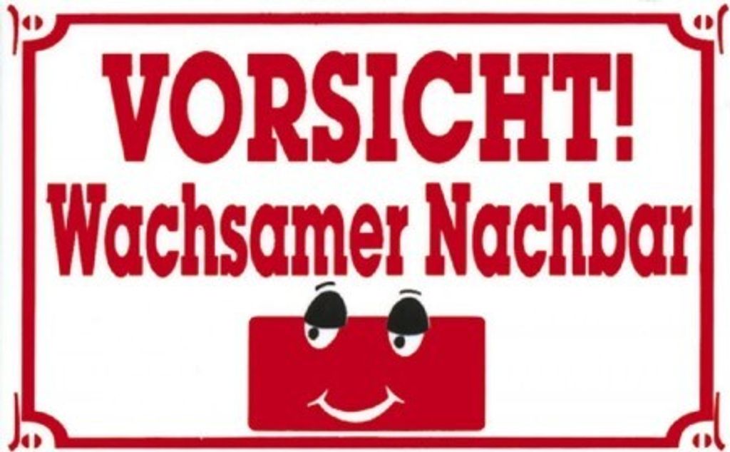 Türschild - Spaßschild - Vorsicht! Wachsamer Nachbar - 8,5x 5,5cm - 307991