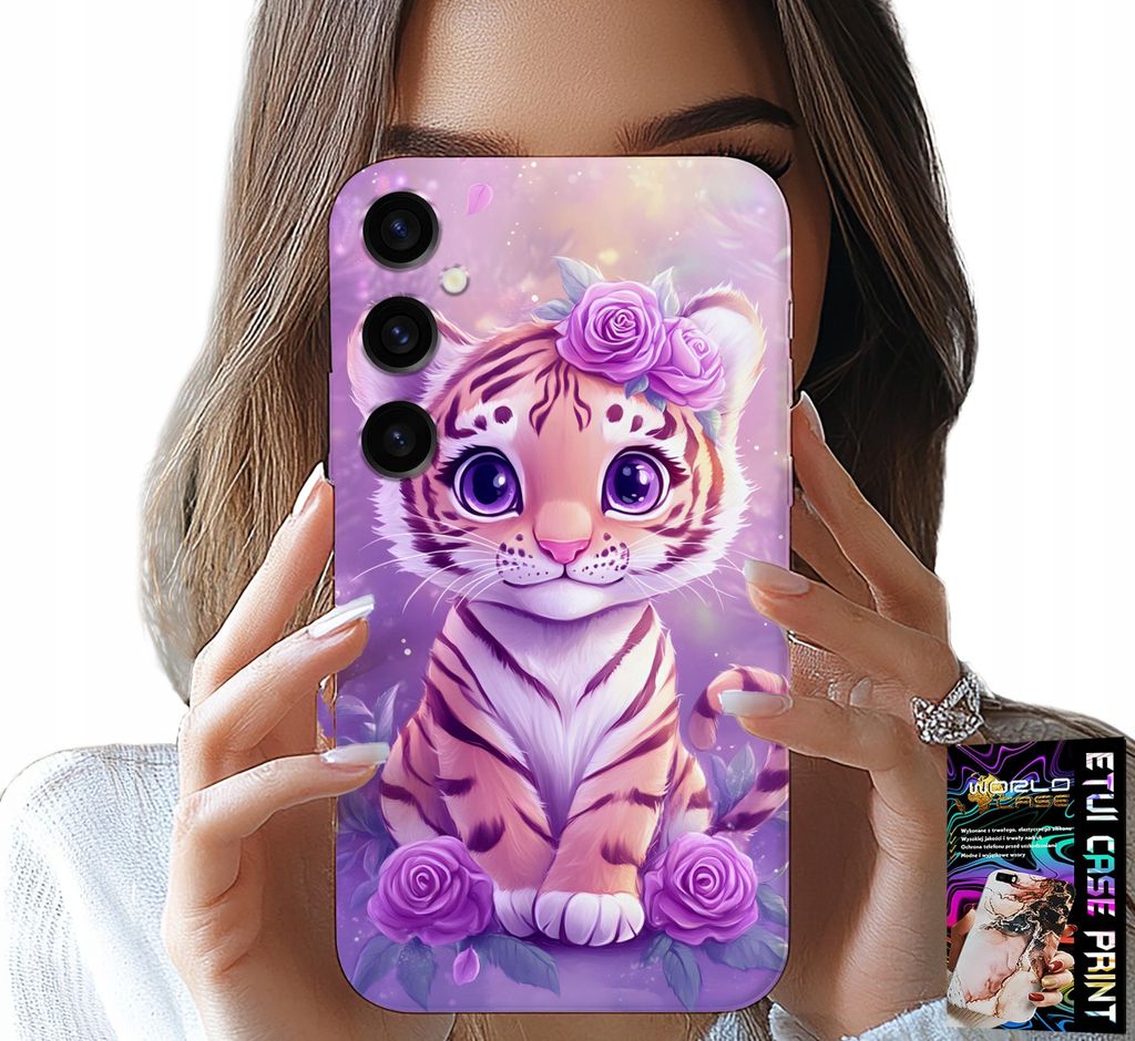 Gehäuse Für Samsung Galaxy A34 5G - Süsser Tiger Auf Rosa Hintergrund + Glas