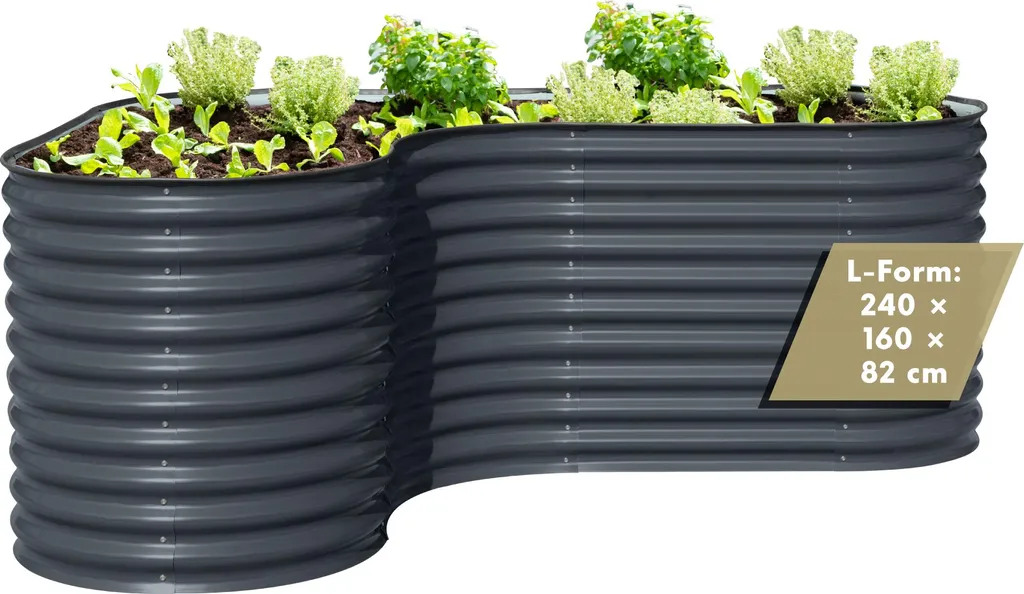 Potager d'angle surélevé Westmann pour légumes et fleurs anthracite