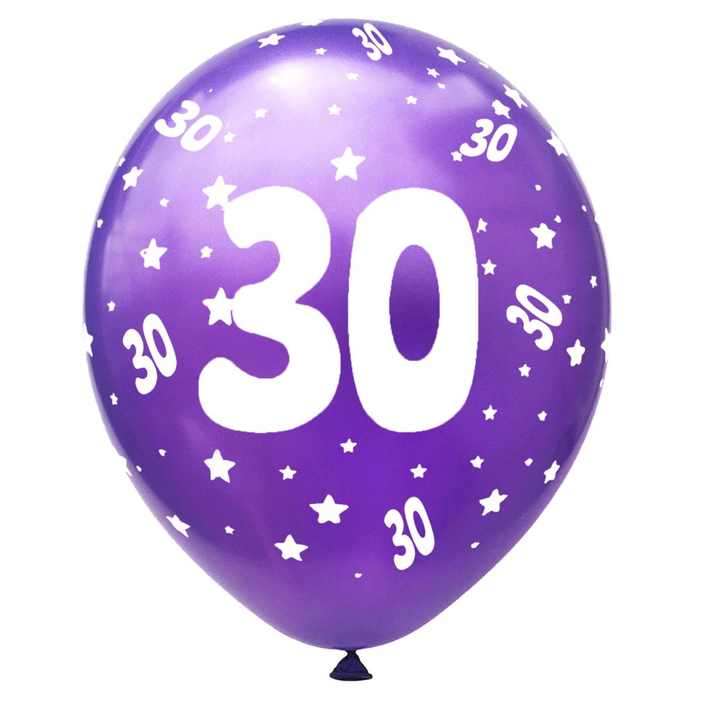 12 Luftballon Zahl 30 mehrfarbig 27,5 cm Deko Geburtstag Party Feier 