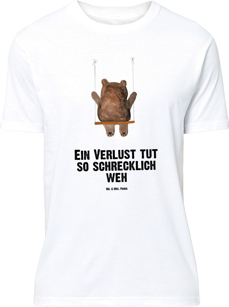 Mr. & Mrs. Panda Größe L T-Shirt Bär Schaukel - Weiß - Geschenk, Teddy, Verlust Trauer Trauergeschenk Traurig Trösten Trost Liebeskummer Liebe...