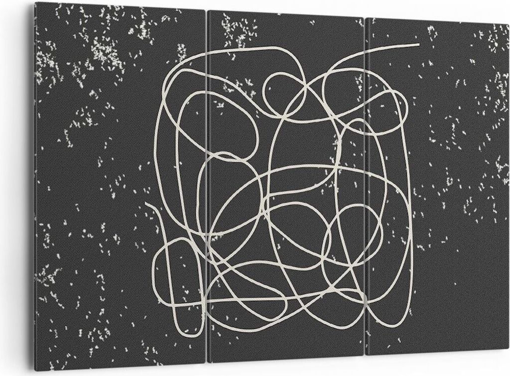 Bild auf Leinwand - Leinwandbild - 3 Teile - Modern Linie Schwarz - 165x110cm - Wand Bild - Wanddeko - Wandbilder - Leinwanddruck - Bilder - Wandde...