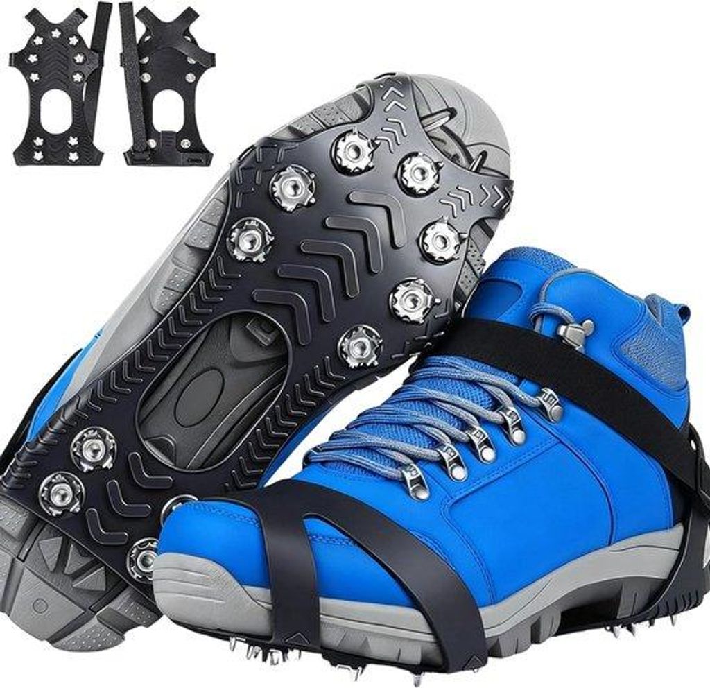 Famanu Spikes für Schuhe Winter, Antislip Schuhspikes für Schnee und Eis, 11 Zähne, robuste Steigeisen