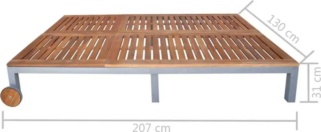 Bain de soleil double robuste bois acacia pour confort durable