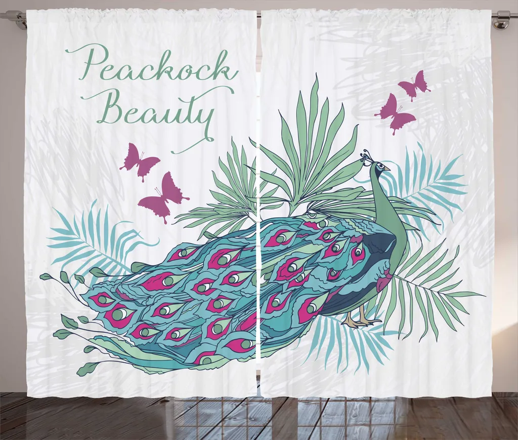 Rideau déco pour grand salon Peacock Beauty 280x225 cm style rustique