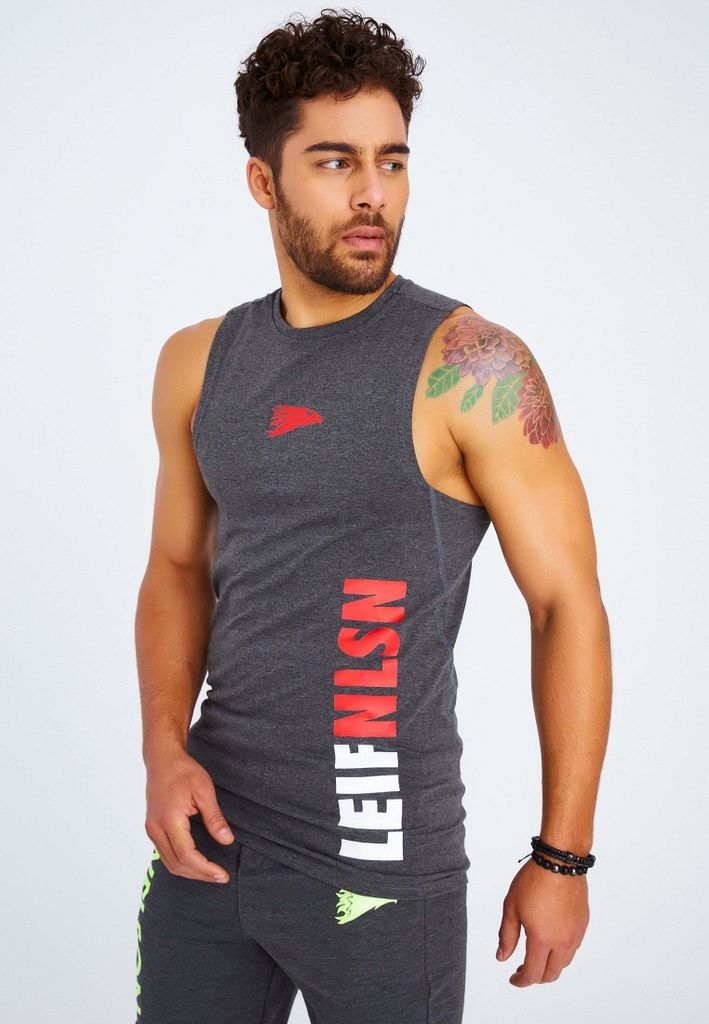 Leif Nelson Stringer Herren Gym-Stringer LN-8283, Anthrazit Rot / S