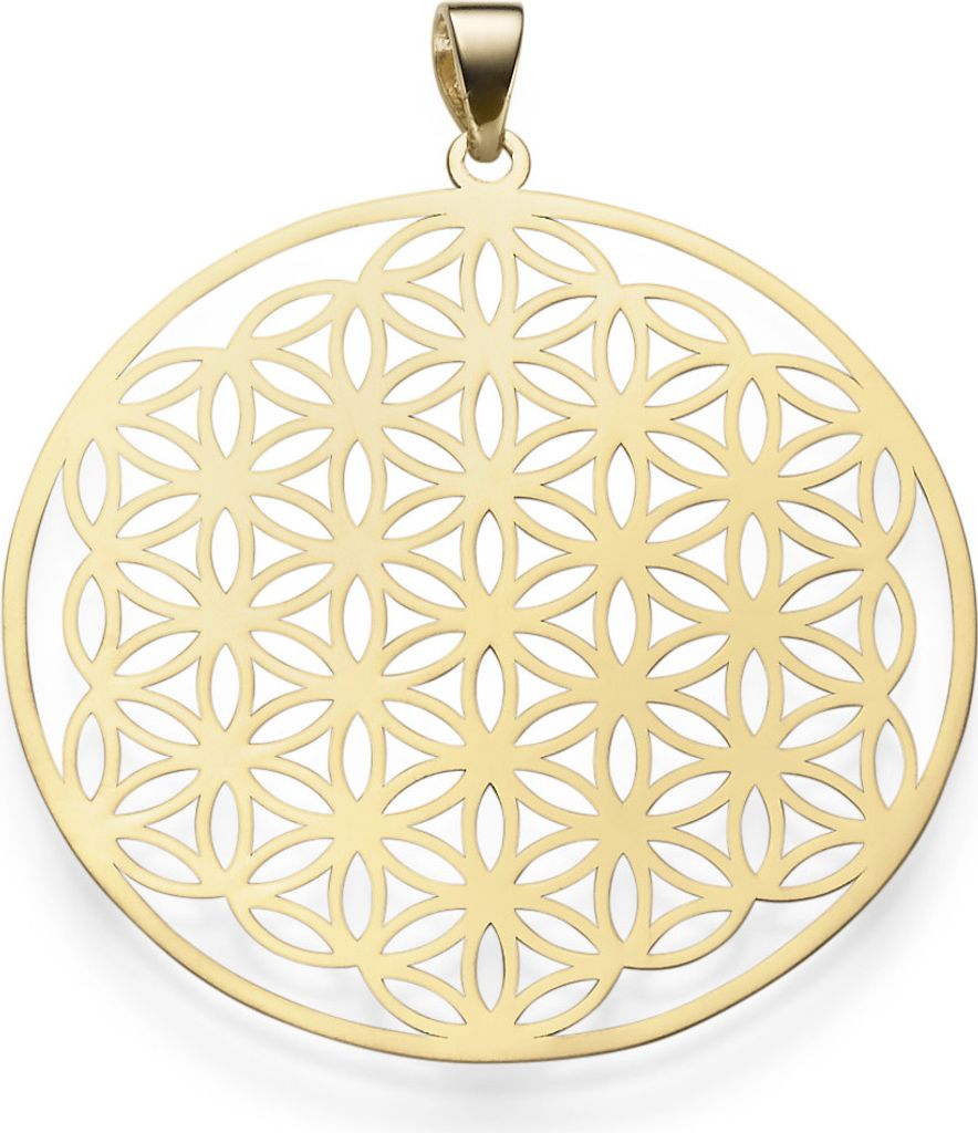 Anhänger Lebensblume mit Ornament Ø35mm 585 Gold Gelbgold rund Halsschmuck