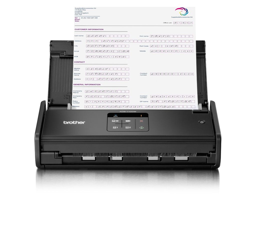 Brother ADS-1100W Kompakter Duplex Dokumentenscanner inkl. WLAN