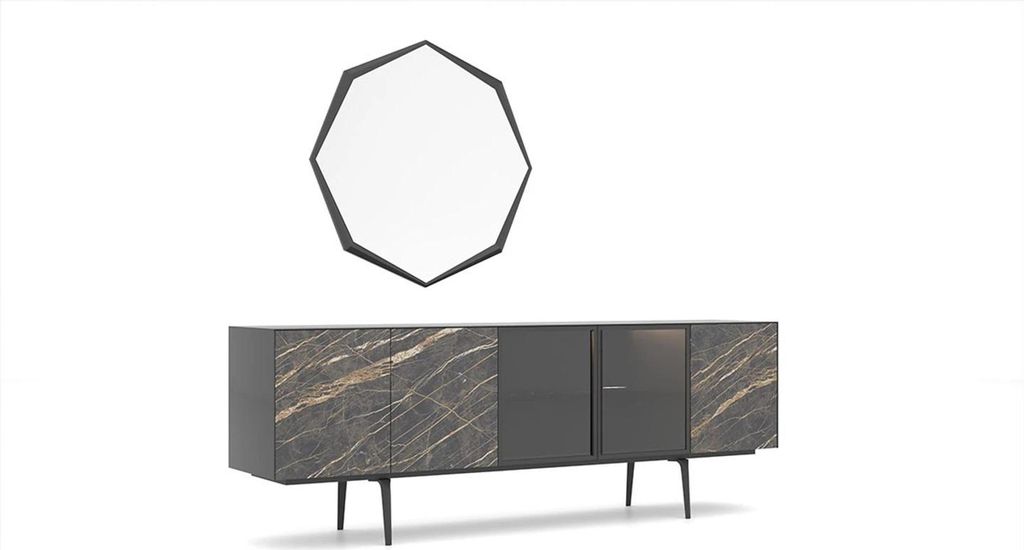 Sideboard mit Spiegel Luxus Einrichtung Esszimmer Komplett Set Modern Möbel