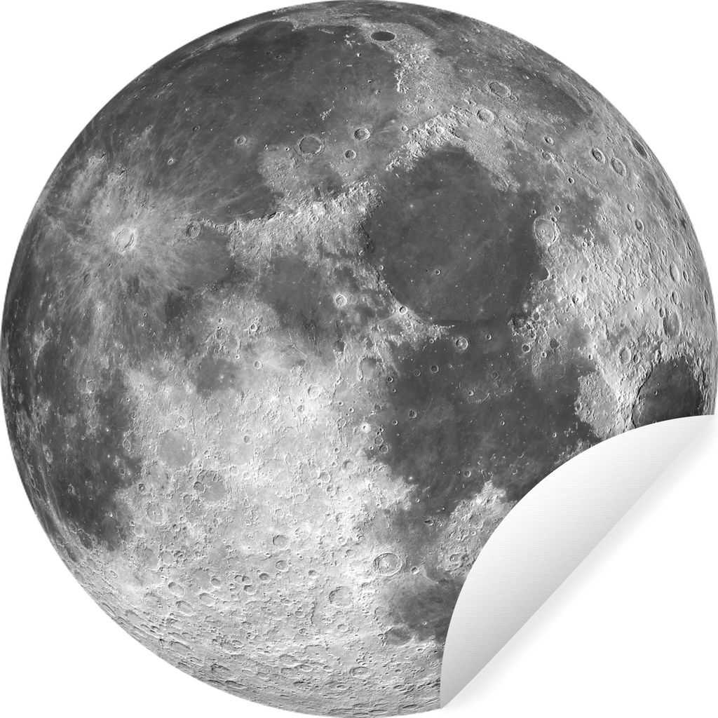 MuchoWow Runde Wandtattoo - Wandsticker Tapete Aufkleber Weltraum - Mond - Nacht Ø 30 cm Selbstklebend und Repositionierbar - Wandaufkleber - Kr...