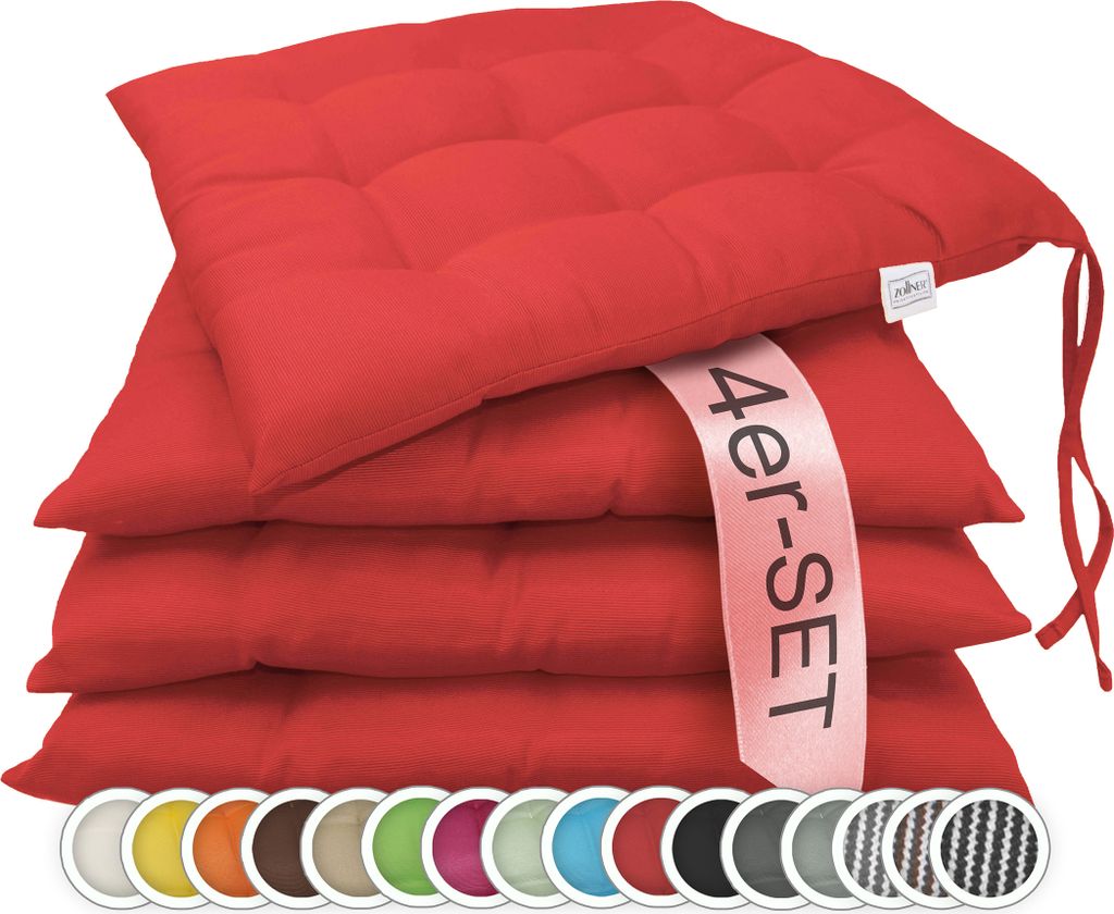 Sitzkissen Stuhlkissen 4er Set, ca. 40x40 cm, rot Produktbild 