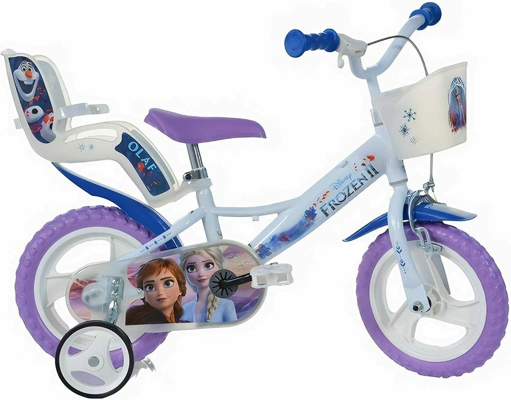DINO Bikes - Kinderfahrrad 12 "124RLFZ3 mit Sitz und Korb Puppe - Frozen 2 2019