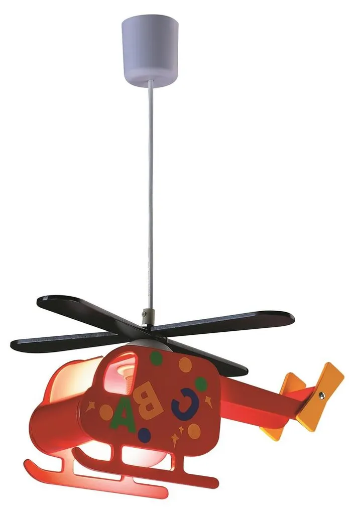 Lustre hélicoptère pour enfant Lampe de plafond avion rouge et bleu