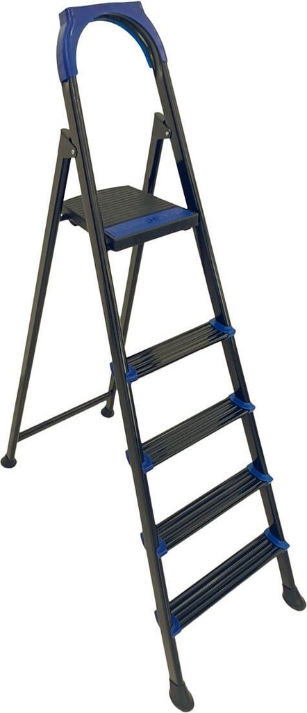 Klapptreppe Stahl mit 5 Stufen, rutschfest, Tragkraft 150 kg, klappbar