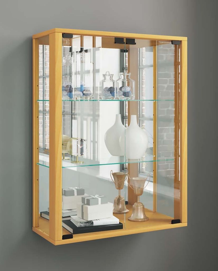 VCM Glasvitrine hängend | Vitrine Glas mit ESG-Sicherheitsglas | Maße ca. H. 80 x B. 60 x T. 25 cm | Hängevitrine Glas | Modern und platzsparen...