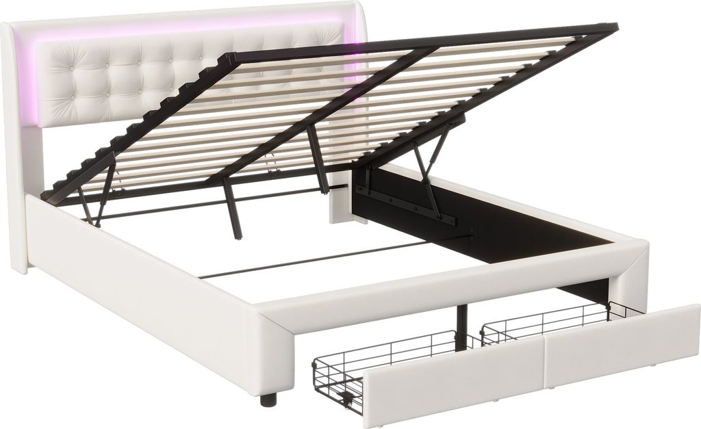 UnboxG Polsterbett 180x200cm mit USB und Typ C, LED, Produktbild 