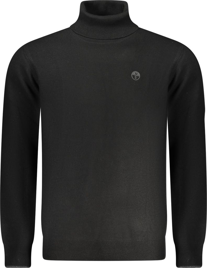 Schwarzer Herren-Rollkragenpullover mit Stickerei - Ozeanfreundlich