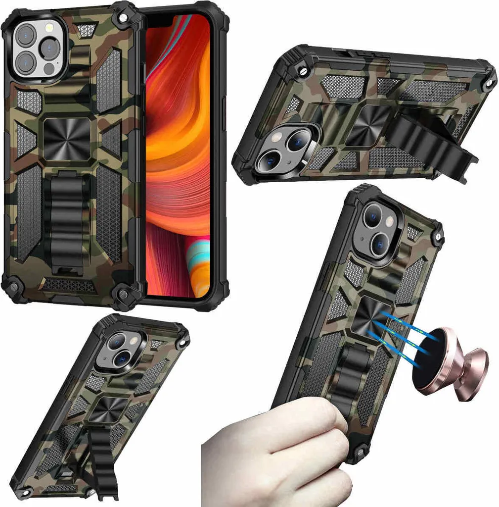Custodia Protettiva iPhone 13 Pro Max Rugged Militare Camo Verde