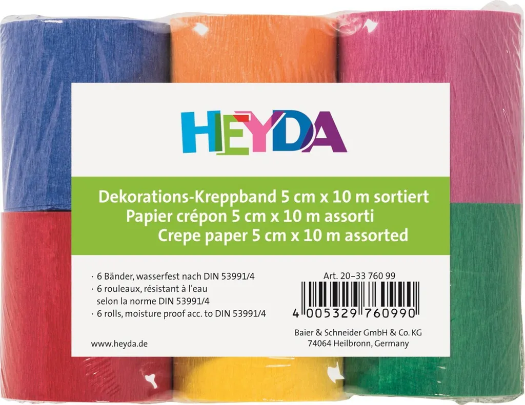 Heyda 203376099 Kreppband 5cm Assortito - Nastri di Carta Crespa 6 Rotoli