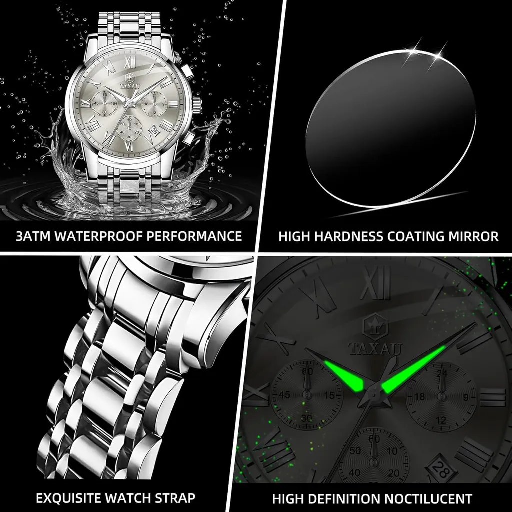 Orologio Cronografo Quarzo Acciaio - Precisione e Data Luminosa - 4
