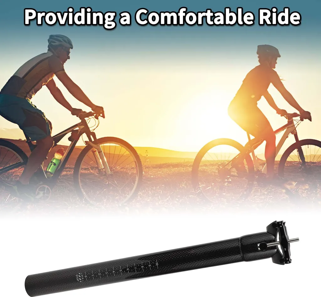 Réduisez les Chocs avec cette Tige de Selle 31.6mm Carbone Noir Brillant