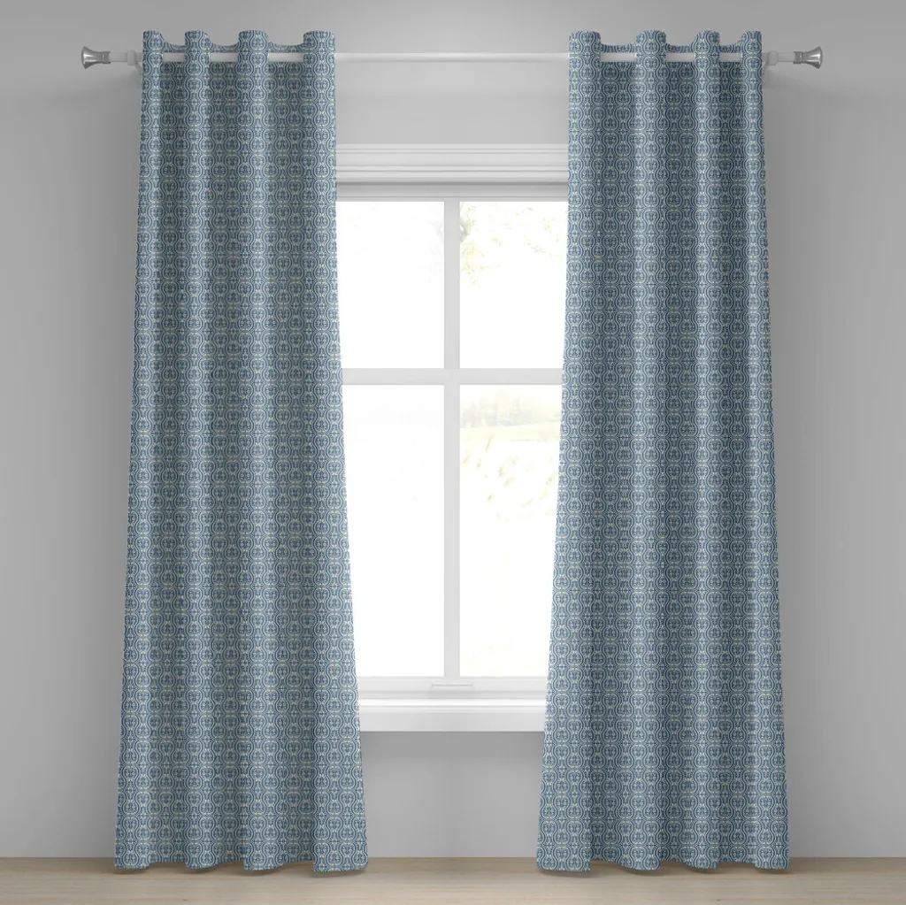 Tende Damasco ABAKUHAUS Blu-Grigio 280x245 | Stile Antico Avorio