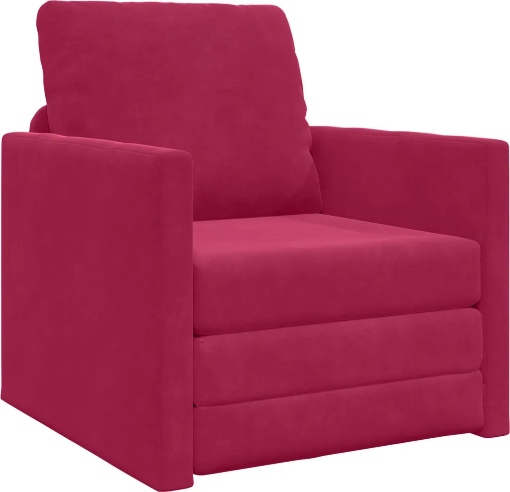 Canapé-lit Velours Rouge Vin 74 cm avec Assise Rembourrée Grand Confort