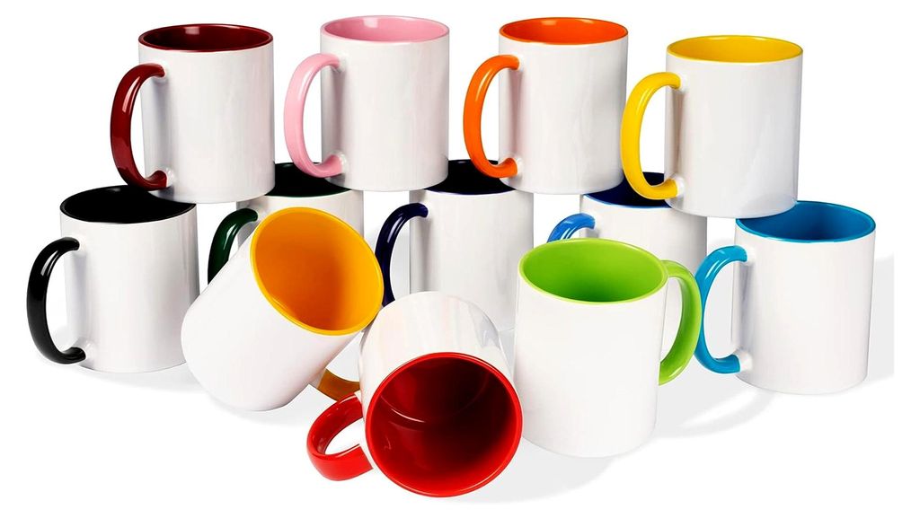 Kaffeetassen Set zum Bemalen oder Bedrucken - Sublimationstassen aus Keramik - geeignet für Kindergeburtstage oder Sublimationsdruck - 12 Tassen