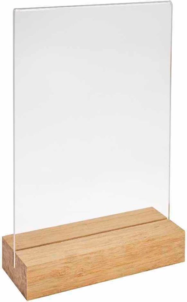 Doppelseitiger Tischkartenhalter DIN A5 Hoch mit Fuß aus hellem Bambus / Werbeaufsteller / Menükartenhalter / Bildhalter / Tischaufsteller / Holz...