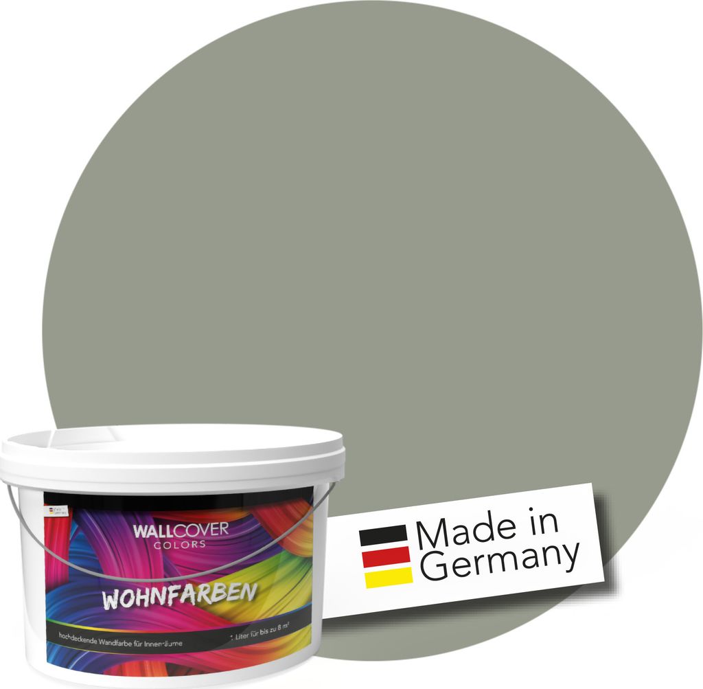 WALLCOVER Wandfarbe Grün Pastell Hochdeckend Klasse 1 Matt 2,5L für 20 m²