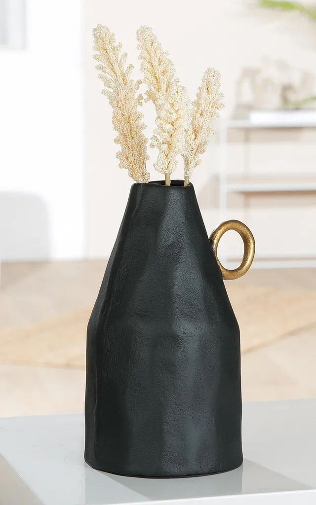 Vase soliflore moderne en métal noir, objet déco design Dora 24cm - 2