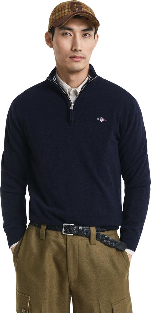 Gant Pullover dunkelblau einfarbig normale Passform Wolle