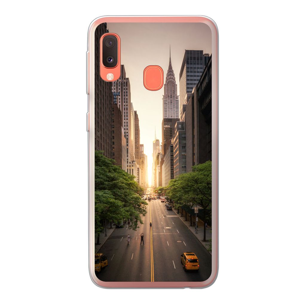 MuchoWow Handyhülle Schutzhülle Hülle für Samsung Galaxy A20e New Yorker Straße am Morgen Silikon Softcase Handy Hülle - Abdeckung