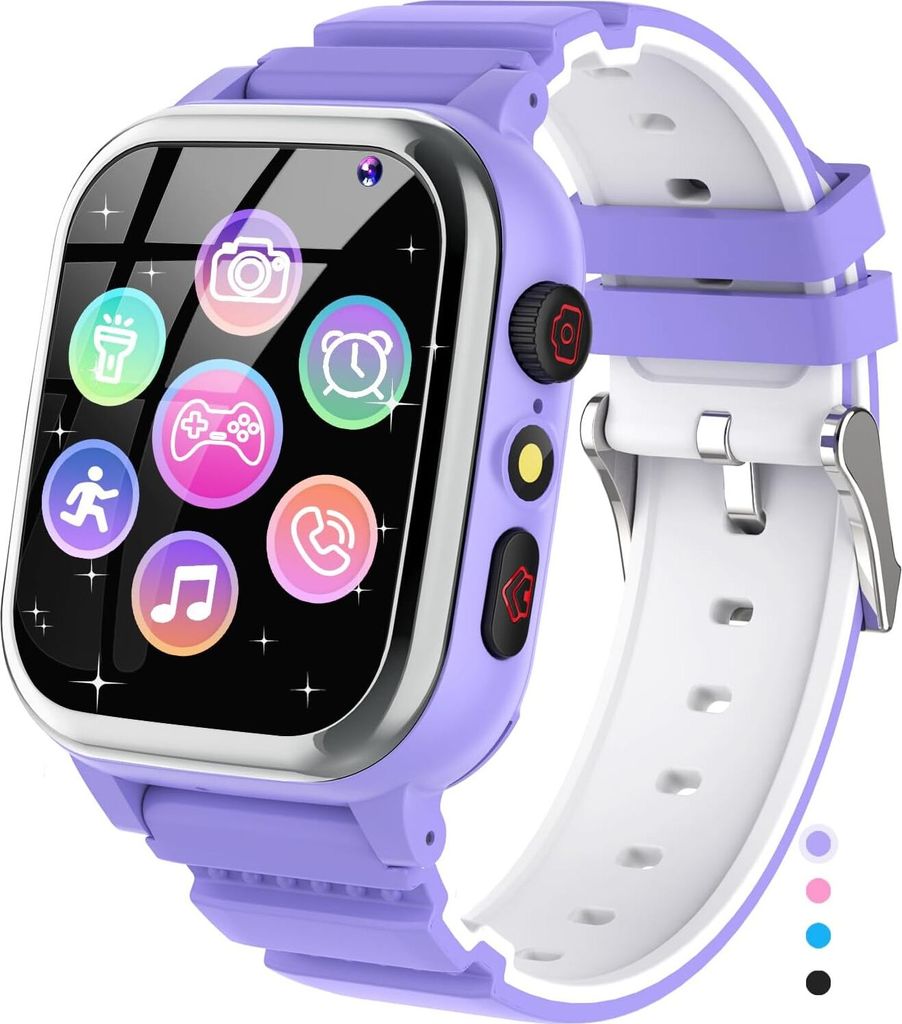 Smartwatch Kinder 26 Spiele, Telefon, Schrittzähler, Kalorien SOS für Kinder, Jungen, Mädchen, HD-Kamera, Musik-Player, Video, Stoppuhr