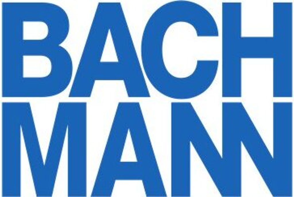 The image displays the brand name "BACHMANN" in large blue letters on two lines.