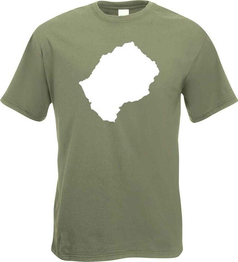 Kiwistar - T-Shirt - Olive - Lesotho Umriss Kontur Herren Funshirt Bedruckt Design Sprüche Spruch Motive - mit Motiv Bedruckt - Funshirt Design - ...