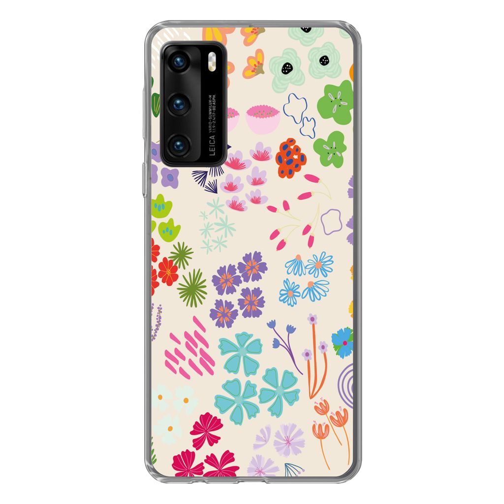MuchoWow Handyhülle Schutzhülle Hülle für Huawei P40 Blume - Muster - Anemone Silikon Softcase Handy Hülle - Handytasche