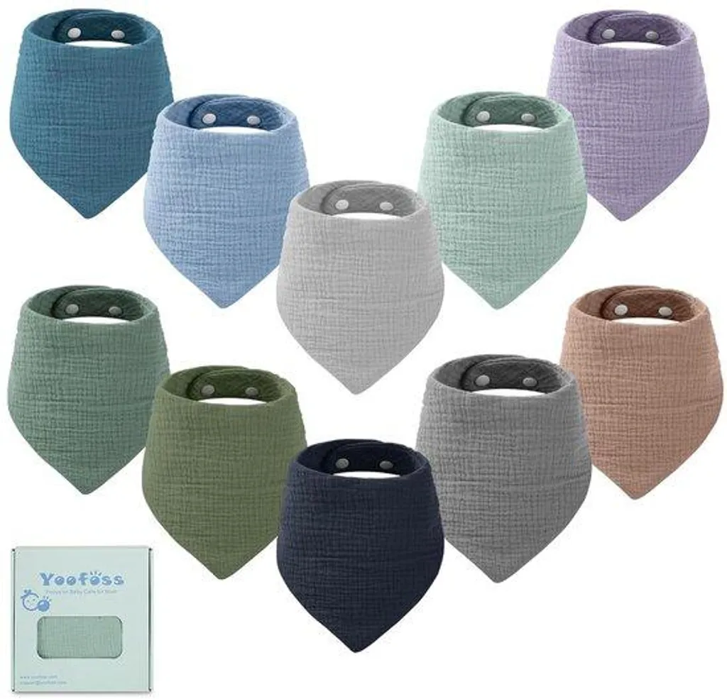 Lot de 10 Écharpes Triangulaires en Coton, Lanières 6 Couches