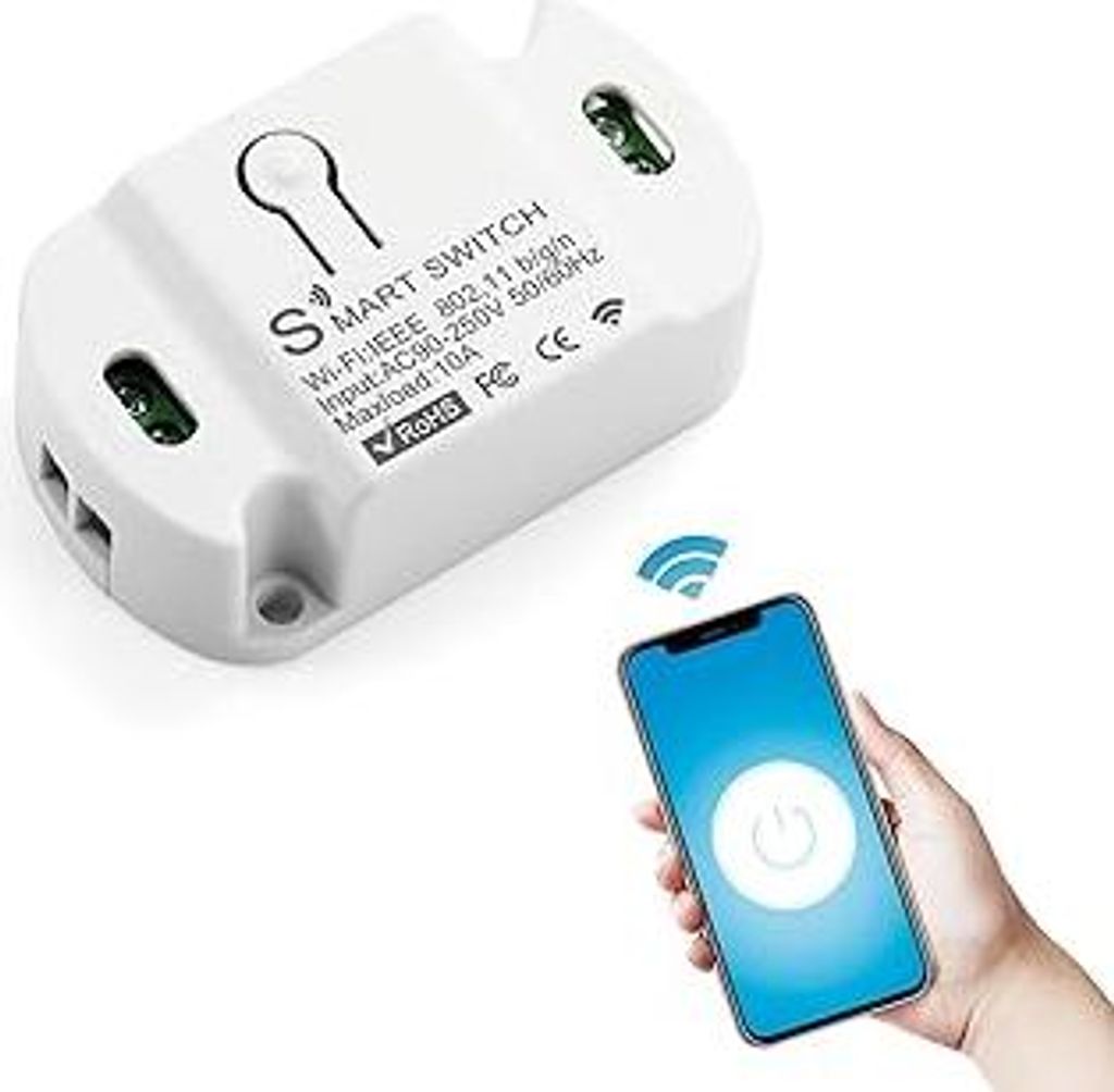 Smart Lichtschalter Alexa, WLAN Schalter Smart Life, WLAN Lichtschalter SmartHome, mit Sprachsteuerung/Timer, SmartLife/Tuya App Steuerung, Kompati...