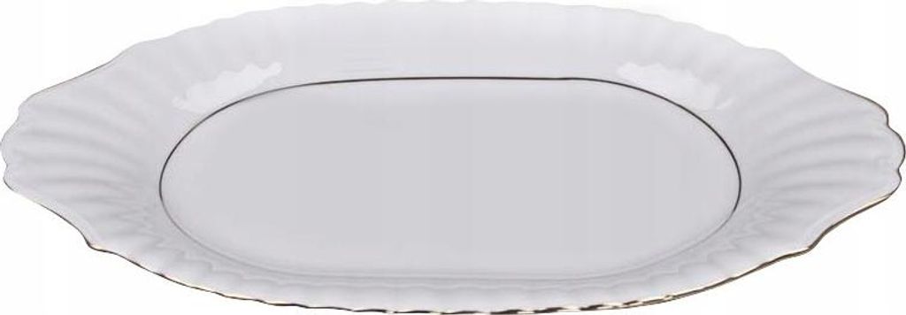 PFP Ćmielów i Chodzież SERVIERPLATTE OVAL WEISS IWONA GOLDENER RAND 39 CM OVALER PORZELLANTELLER