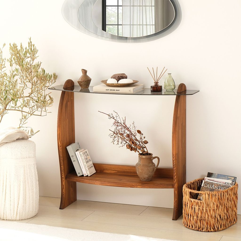 Skye Decor, Surf - Chesnut, Fume, Kommode, Kastanie, 100 % gehärtetes Glas, 106 x 30 x 90 cm