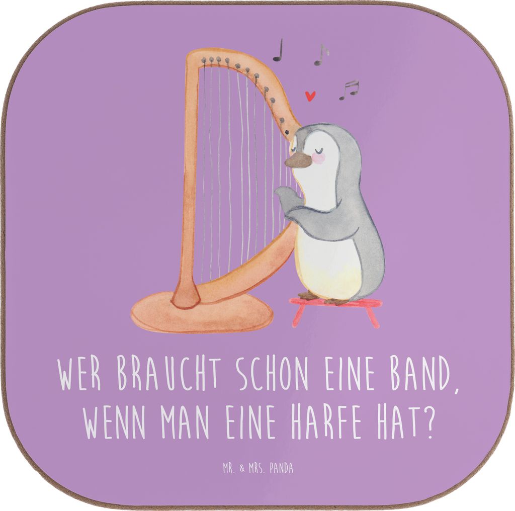 Mr. & Mrs. Panda Flaschenuntersetzer Harfenzauber - Lavendeltraum - Geschenk, Klang, Coaster, Elegant, Musik, Band, gläseruntersetzer, Musikinstru...